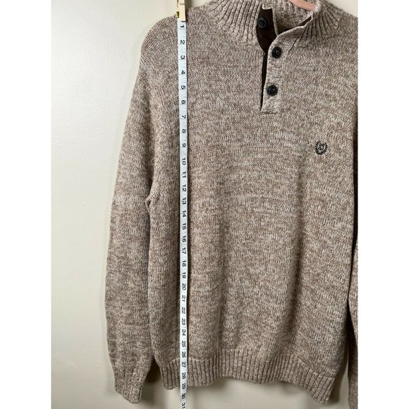 Chaps Ralph Lauren Brown Sweater Men's Mock Neck With Elbow Patches Size Large - Picture 4 of 9